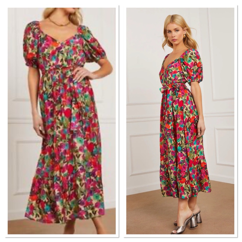 VICI Willa Floral Print Midi Dress Sz:Large
